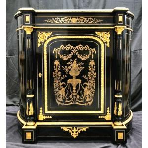 Napoleon III Period Boulle Marquetry Curved Support Cabinet With Detached Columns Napoleon 3