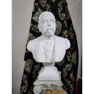 Large Bust In Patinated Plaster Signed A. Farré, Representing A Notable, Napoleon III Period