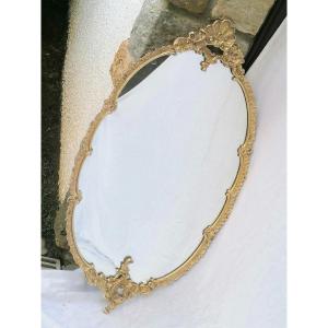 Large Louis XV Napoleon III Style Bronze Mirror