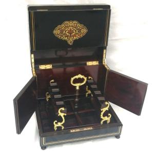 Boulle Marquetry Liqueur Cellar Napoleon Napoleon III Signed Tahan