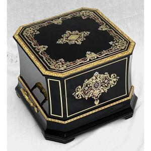 Large Baccarat Napoleon 3 Bronze Boulle Marquetry Liqueur Cellar