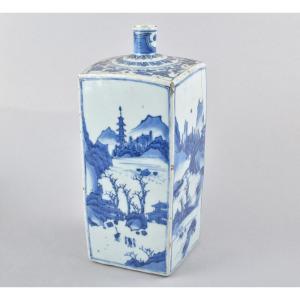 A Chinese Blue And White Bottle Vase. Transitional Period