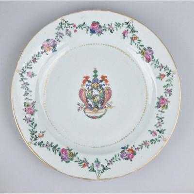 Assiette Armoriée Pour Le Marché Hollandais (van Goor) En Porcelaine De Chine d'époque Qianlong