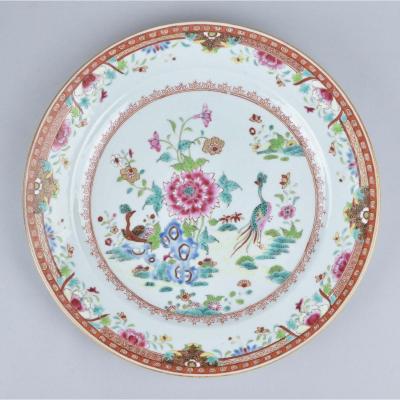A Chinese Famille Rose “twin Peacock” Dish. Qianlong Period.