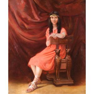 Jules Schneider 1884-1920 Portrait Of A Woman In The Greek Style, Painting, 1919