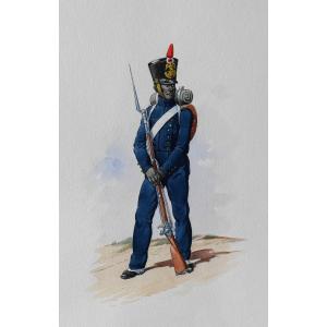 Charles Brun 1825-1908 Soldier Of The Company Of Colored Men, Drawing, Napoleon, Empire