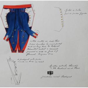Charles Brun 1825-1908 Line Infantry Uniform 1807, Drawing, Napoleon, Empire
