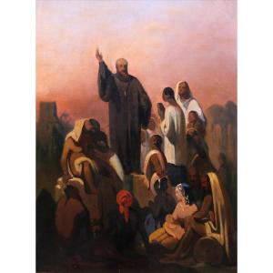 Casimir De Balthasar 1811-1875 Saint François-xavier Preaching In India (?), Painting, Circa 1850
