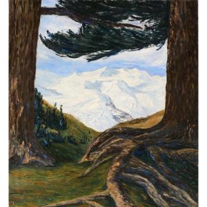 Paul d'Hauteville, Switzerland, Landscape Of The Bernese Alps, Painting, Circa 1930