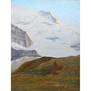 Paul d'Hauteville, Le Mönch?, Mountain, Swiss Summit, Painting, Circa 1930