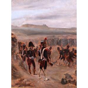 Henri Dupray 1841-1909 Soldiers Digging A Trench, Painting, Militaria, Napoleon, War