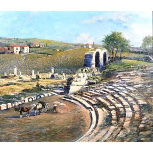 Camille Greth 1895-1942 The Roman Theatre Of Vaison-la-romaine, Large Painting 1920-30 Provence