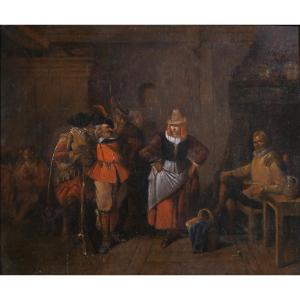 Jean-baptiste Madou 1796-1877 The Temptation, Tavern Scene, Romantic Troubadour Painting