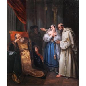 C. Bourticourt (?) Troubadour Scene, Painting, Circa 1835, Romanticism