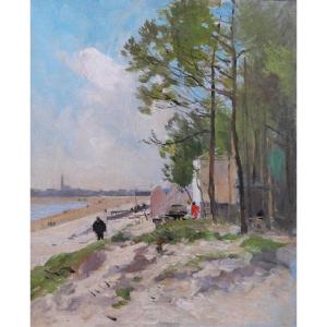 Pierre Vauthier 1845-1916 Beach Landscape, Painting Normandy Brittany Impressionism