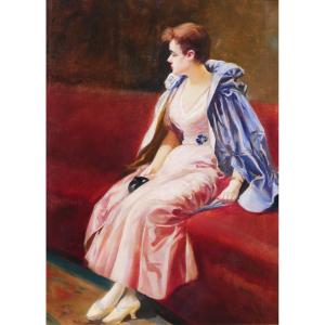 Roman Ribera 1849-1935 Portrait Of A Woman After The Ball, Painting, 1890, Barcelona, Spain