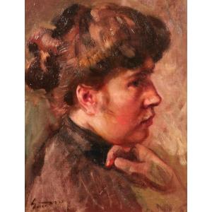 Julie Gaudry-allard 1865-1945 Portrait Of A Woman, Painting, 1890-1900 Impressionism Renoir