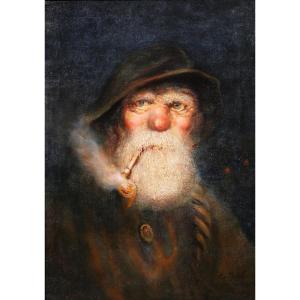 German School Early 20th Fishermen Of The Lofoten Islands, Norway, Painting, Portrait Of A Man