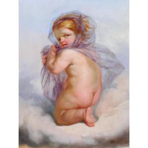 Henri Joseph Dillens 1812-1872 Allegory Of Winter As A Child, Painting 1870, Belgium