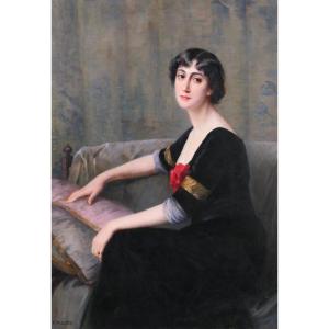 Fanny Fleury 1846-1923 Portrait Of A Woman, Impressionist Painting Circa 1880-90 Henner Carolus