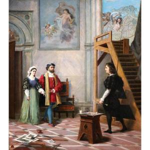 Pio Ludovico Barlaffa, The Painter Raphael And The Fornarina In His Studio, Painting, 1872