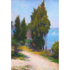 Jean Diffre 1864-1921 Landscape Of Provence, Painting, 1913 Impressionism Henri Martin