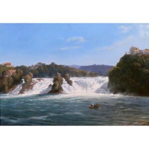 Johann Jakob Ulrich 1798-1877 The Rhine Falls, Neuhausen Am Rheinfall, Switzerland, Painting 1866