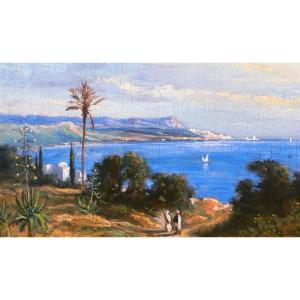 Prosper Marilhat (att. To), Algeria, The Bay Of Algiers 1841 Painting Orientalist Landscape
