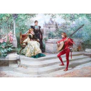 Ludovico Marchetti 1853-1909 Song Of Yesterday Painting 1892 Azay-le-rideau Theorbo Music