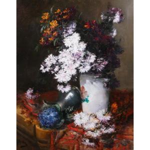 Alfred Rouby 1849-1909 Still Life With Flowers, Painting, Circa 1880 Impressionism