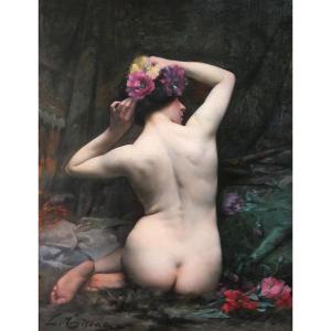 Léon Tirode 1873-1953 After The Bath, Nude Woman, Large Painting, Salon 1898