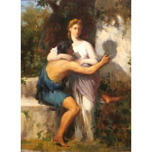 Jean Diffre 1864-1921 The Invention Of Drawing, Painting, Circa 1880-85 Toulouse Man Woman