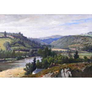 Charles Tschaggeny 1815-1894 Belgium, Landscape Of The Ardennes, Chimay, Painting Circa 1880 Wallonia