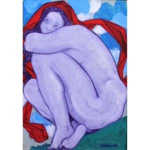 Robert Barillot 1921-2001 Nude Woman, Drawing, Circa 1940-50 Valenciennes Nord Painting Sculpture