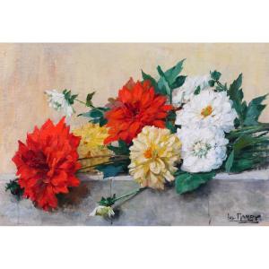 Lucien Gilbert Darpy, Bouquet Of Flowers, Painting, Circa 1920-30, Garden, Still Life