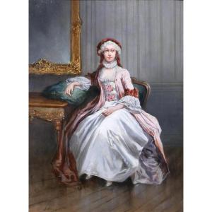 Léonard Saurfelt 1823-1899 Portrait Of A Woman, Painting, Circa 1870