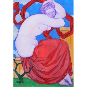 Robert Barillot 1921-2001 Nude Woman, Drawing, 1940-50 Valenciennes Nord Painting Sculpture