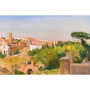 Alfons Verheyen 1903-1990 Rome, Landscape Of The Forum, Painting 1938 Italy Colosseum