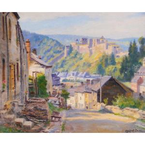 Constant Duval 1877-1956 Belgium, Bouillon Castle, Ardennes, Landscape Painting