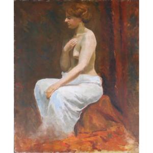 French School Circa 1900-1910 Nude Woman, Academic Style, Art Nouveau Painting