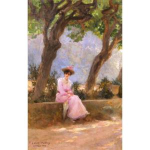 Paul Lecuit-monroy 1858-1926 Woman Seated Under Trees, Painting, 1903 Toulon Impressionism