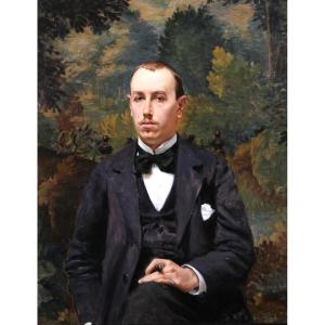 Louis-charles Willaume 1874-1949 Portrait Of A Man, Painting, 1897 Dandy Socialite Impressionism