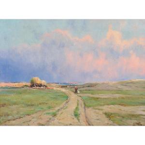 Iwill 1850-1923 Saint-pair, Granville, Rose Effect, Painting, 1910 Salon Normandy Landscape