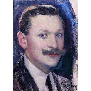 Hubert Glansdorff 1877-1963 Self-portrait, 1916, Painting, Portrait Man Belgium Artist
