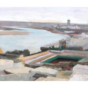 Albert Dequene 1897-1973 Morocco, Rabat, The Hassan Tower, Landscape, Painting Circa 1935 Orientalism