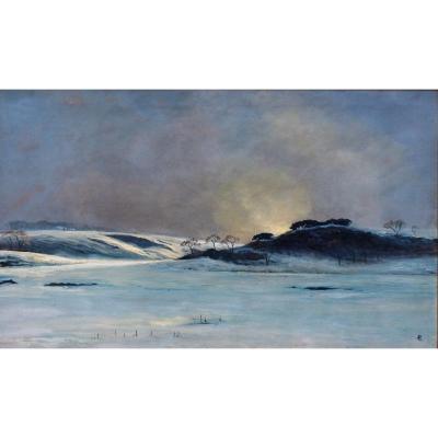 André Paul Leroux, 1870-1950, Snow Landscape Near Fécamp, Painting, Circa 1930
