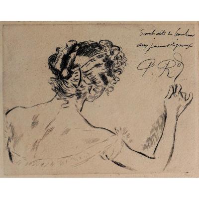 Paul Renouard (1845-1924) The Greeting Card, Engraving, Circa 1890