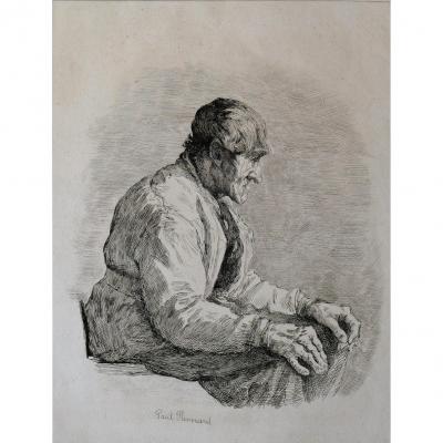 Paul Renouard (1845-1924) The Carpenter, Engraving, Circa 1895