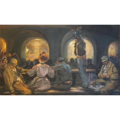 Léon Dax (xix-xxth) At The Opera At The Top, Large Pastel, Circa 1890-95