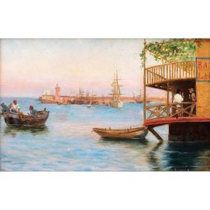 Antonio De Sistere De Hernandez, Spain, Port Of Barcelona, Painting, C. 1880-90